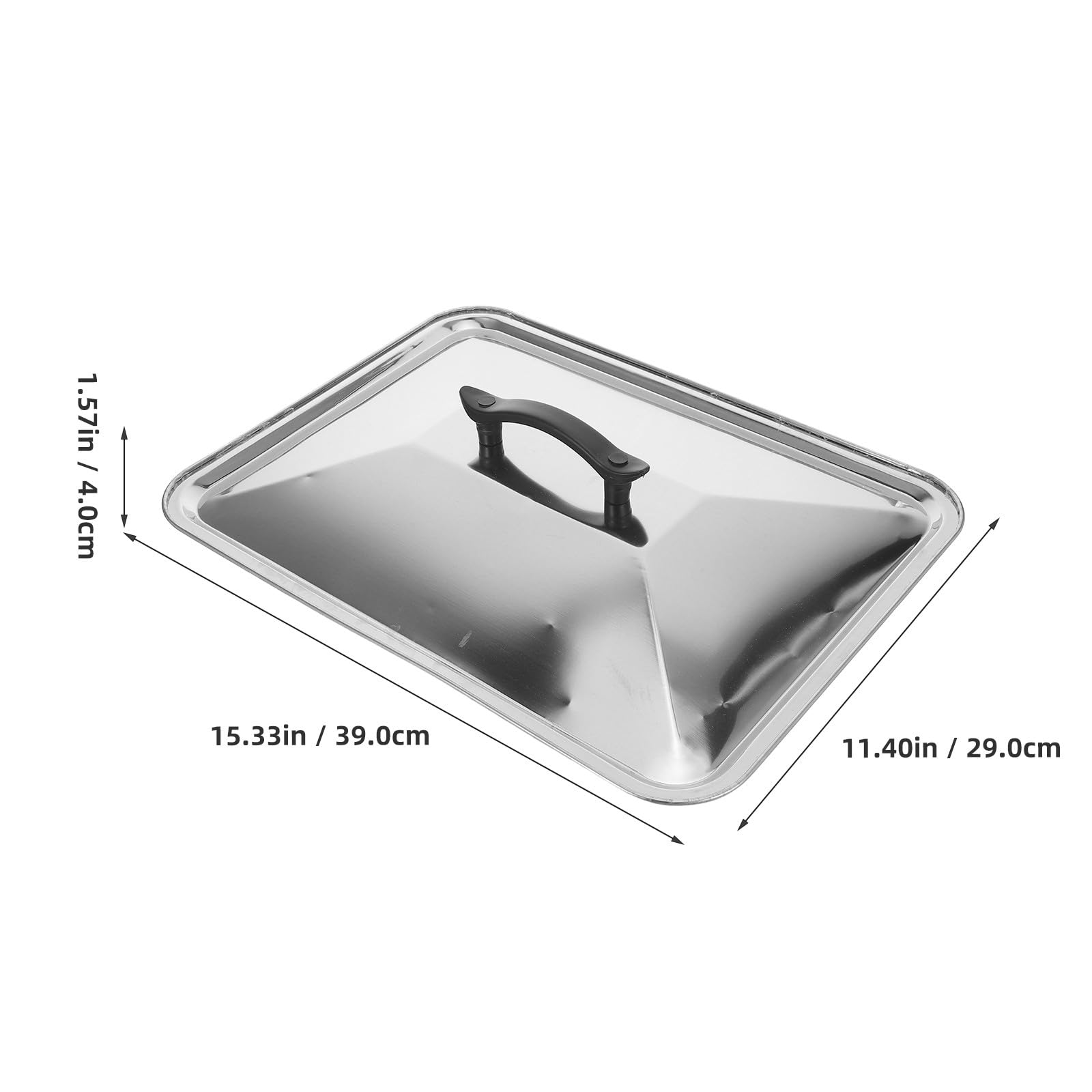 VANZACK Coperchio Rettangolare in Acciaio Inossidabile 39X29 CM Impugnatura Ergonomica Coperchio Anti-Schizzi per Pentola da Cucina e Cottura a Vapore Utensile da Cucina Professionale