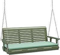 Vista 9 de VINGLI Columpio de Porche Exterior de 4 Pies, Columpios de Patio de Madera Resistente con Capacidad de 880 Libras con Cojines, Banco Colgante