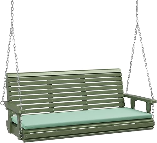 Miniatura 8 de VINGLI Columpio de Porche de Madera Resistente de 880 Libras para Patio al Aire Libre con Cojín Adicional, Columpio de Banco Colgante de Granja y