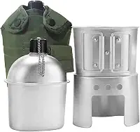 Kit de copo de cantina militar e fogão com bolsa de alumínio kit de copo de cantina do exército com tampa de cantina de água para caminhadas acampamento