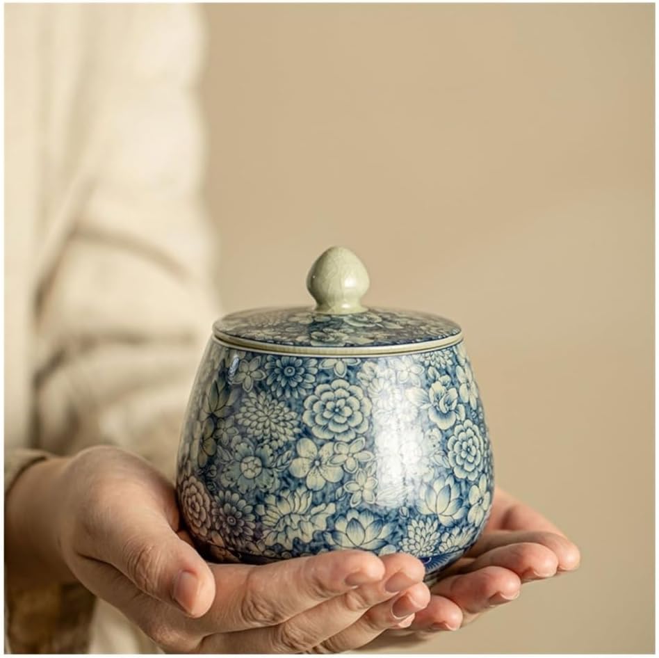 Tea Container Small Sealed Jar Retro Zen Loose Leaf Tea Storage Chinese Vintage Ru Kiln