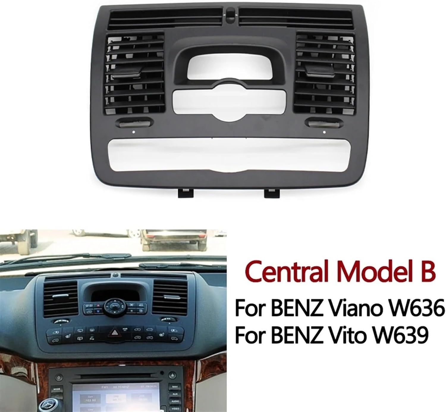 Car Center Dashboard Left Right Air Vent Outlet Cover Compatible with Mercedes Benz Vito Viano W636 W639 2004-2015(Central B)