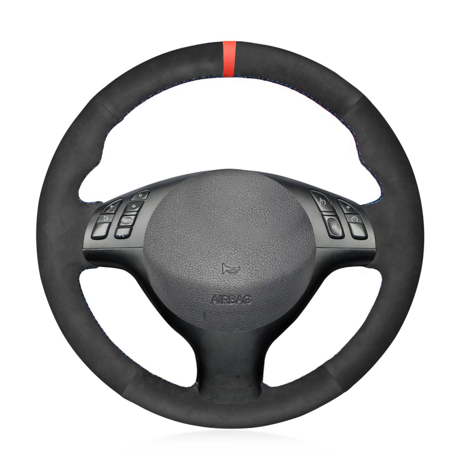 Loncky Black Suede Auto Custom Steering Wheel Covers for BMW E46 E39 330i 330Ci 525i 530i 540i M3 2001 2012 2003