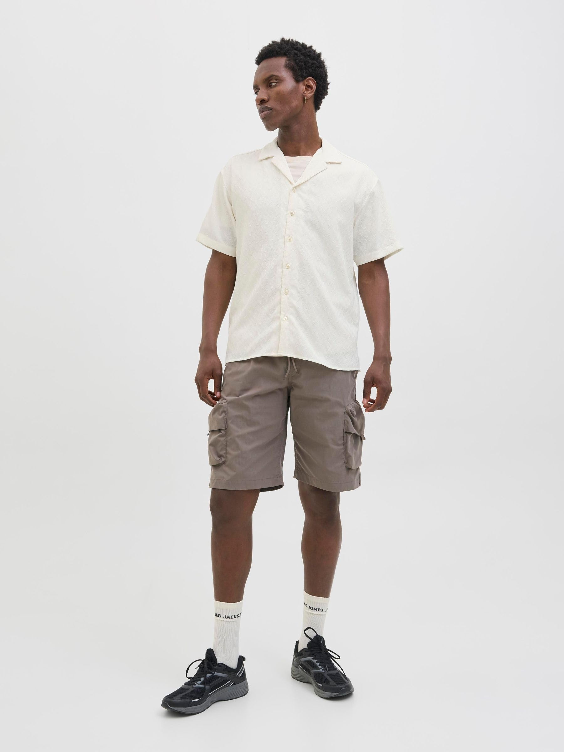JACK & JONES Męska koszulka Jcosago Texture SS, czarny, L