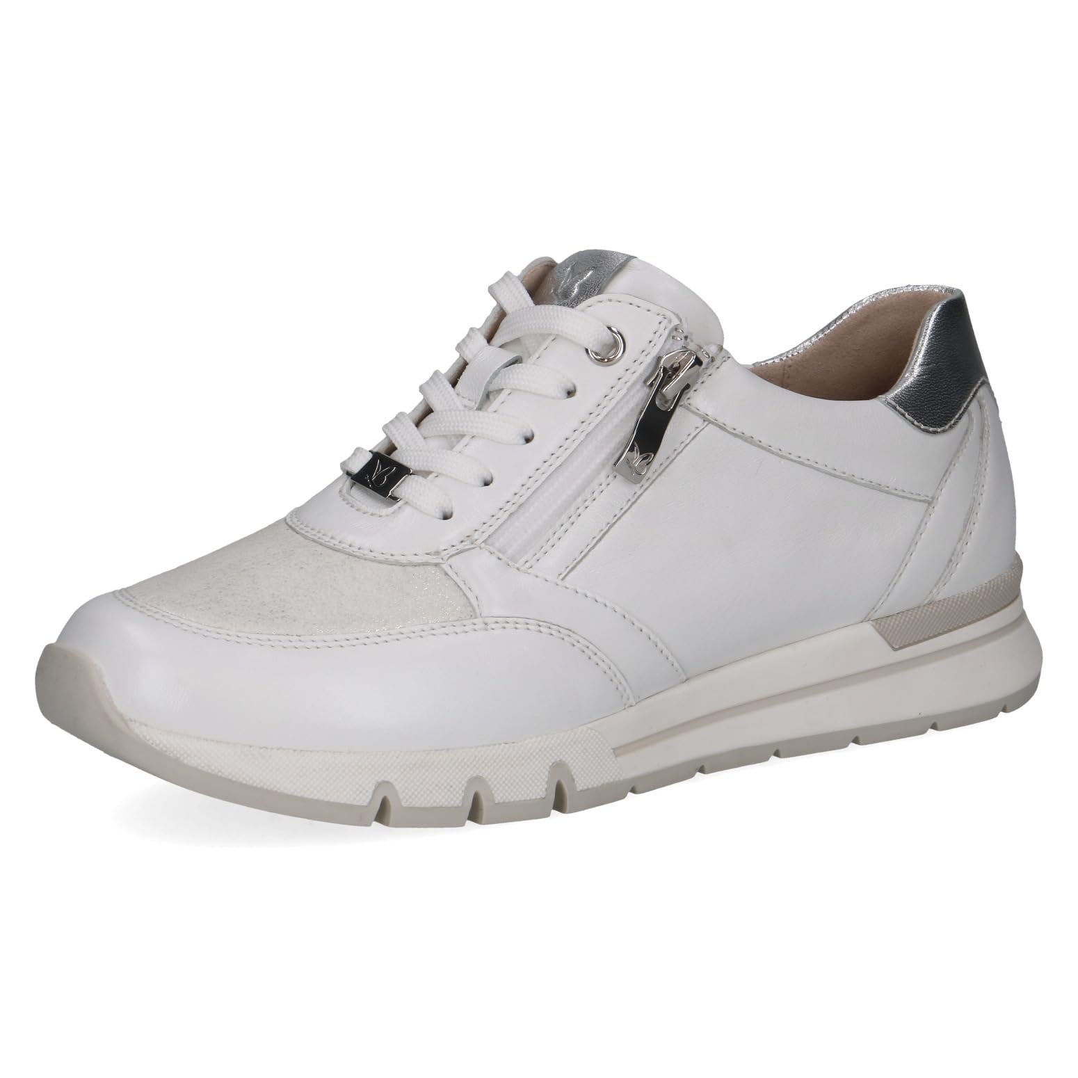 CAPRICE Women's Flat Sneakers, White (White/Silver), 6.5 UK