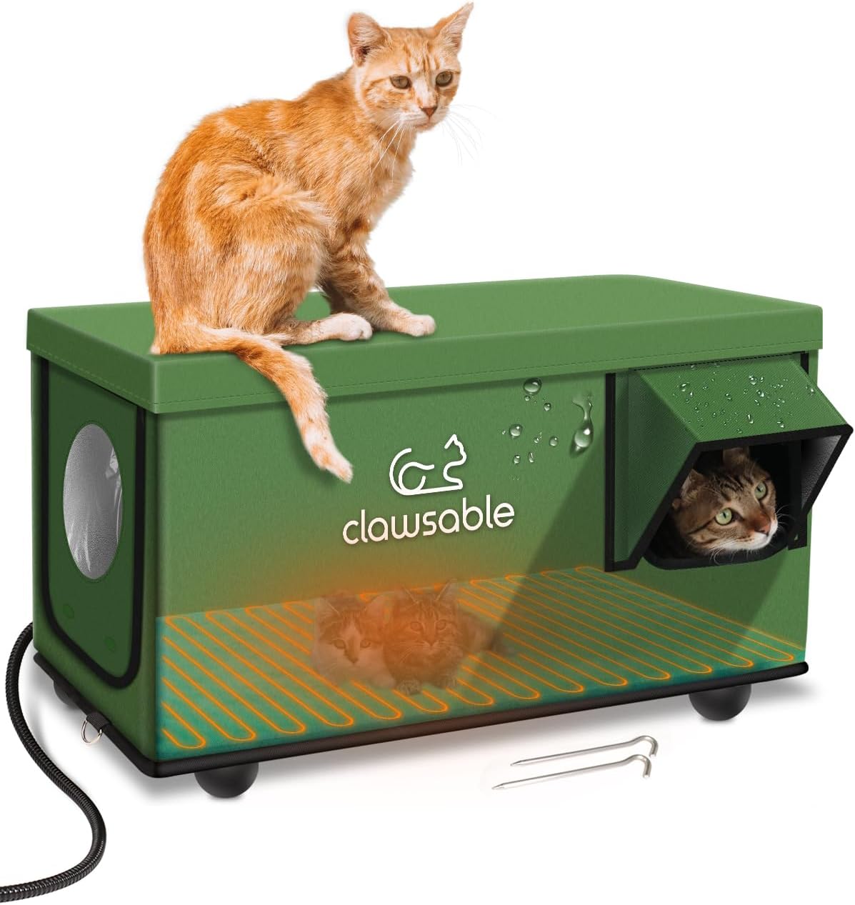 Clawsable Indestructible Heated Cat House with Escape Door