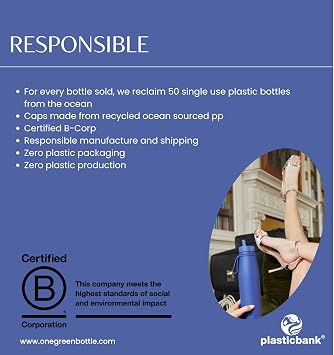 onegreenbottle Evolution V2a in Prince blue - Stainless Steel Water Bottle, Insulated with 2 Caps and Brush, 800ml Leakproof Bottle for Hot and Cold Drinks