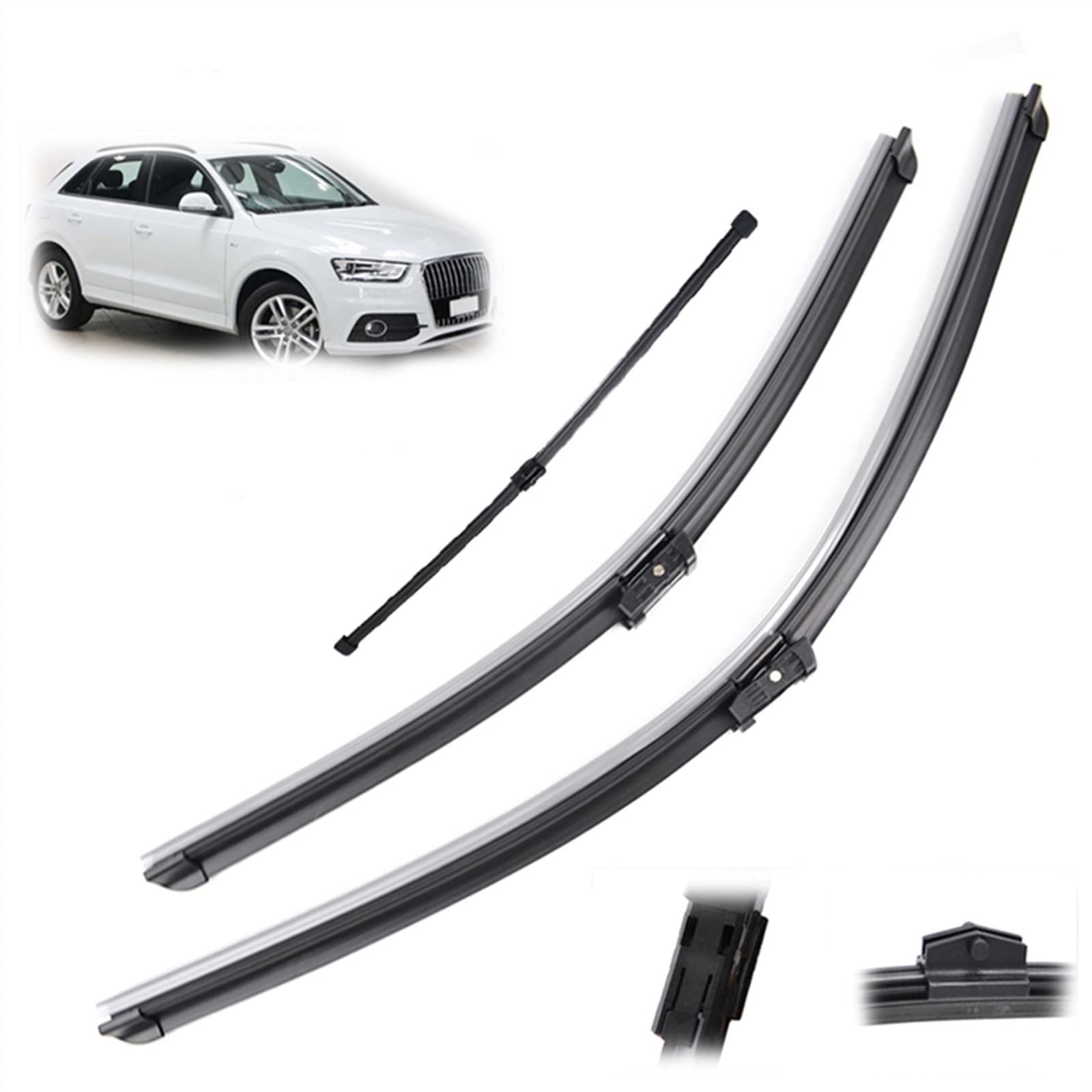Essuie-glace Audi Q3 anti-traces - Pack avant arrière 24 20 16 pouces durable pour la pluie