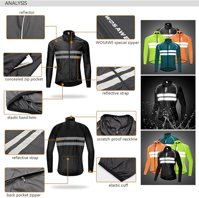 Chaqueta Rompeviento para Hombre Ligera y Reflectiva miniatura 2
