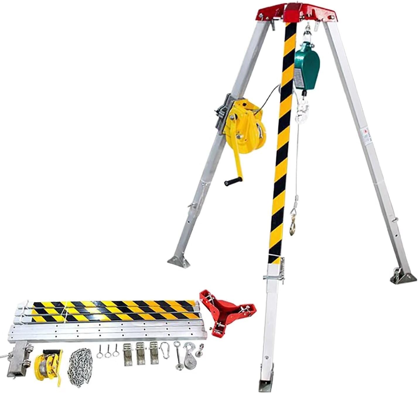 Commercial 2600LBS Tripod Lifting Equipment, Aluminum Telescopic Confined Space Tripod Kit, Rescue Tripod, Used for Wellhair/Tunnels/Underground Pipes, Etc. (2600LBS)