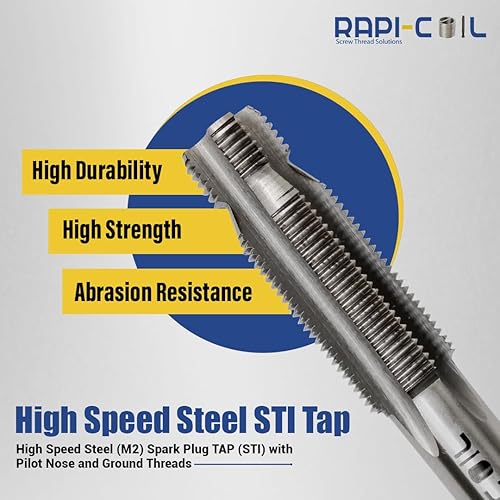 Miniatura 2 de Kit de reparación de roscas de bujía M10 x 1.0, HSS M2 Tap & Drill, insertos de alambre SS 304 - Fabricado en India