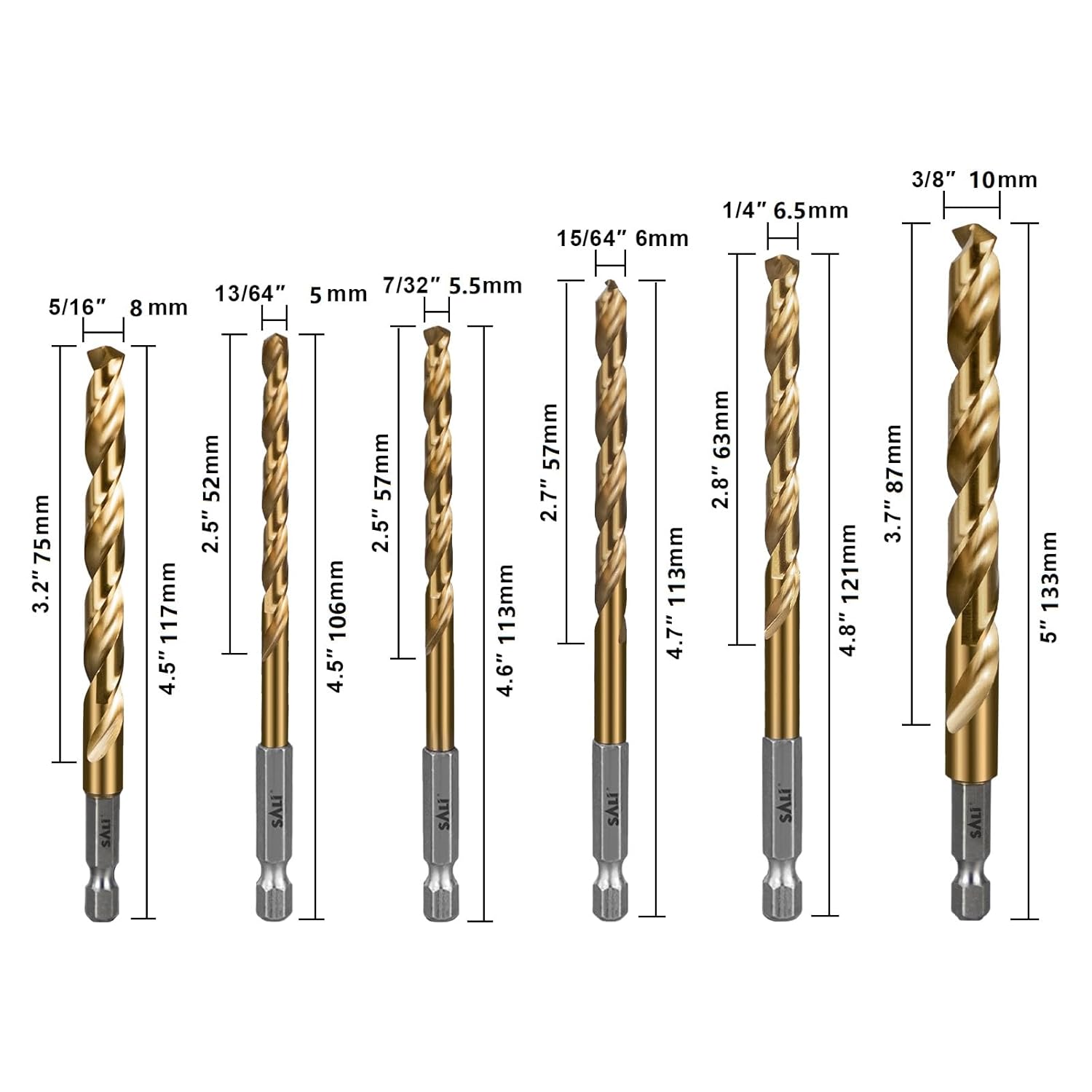 SALI Cobalt Drill Bit Set, 23 Pack 1/16 Inch to 3/8 Inch Hex Shank High Speed Steel Jobber Drill Bits, for Hardwood, Aluminum,Metal,Copper,Alloyed Steel