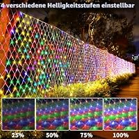 GCMacau 2500mAh Solar Lichternetz Außen, 3x2m 204 LED Lichterkette Außen Netz Bunt, Lichterkette Wasserdicht Mit 8 Modi & Timer und Speicher für Zimmer Balkon – Ansicht 5