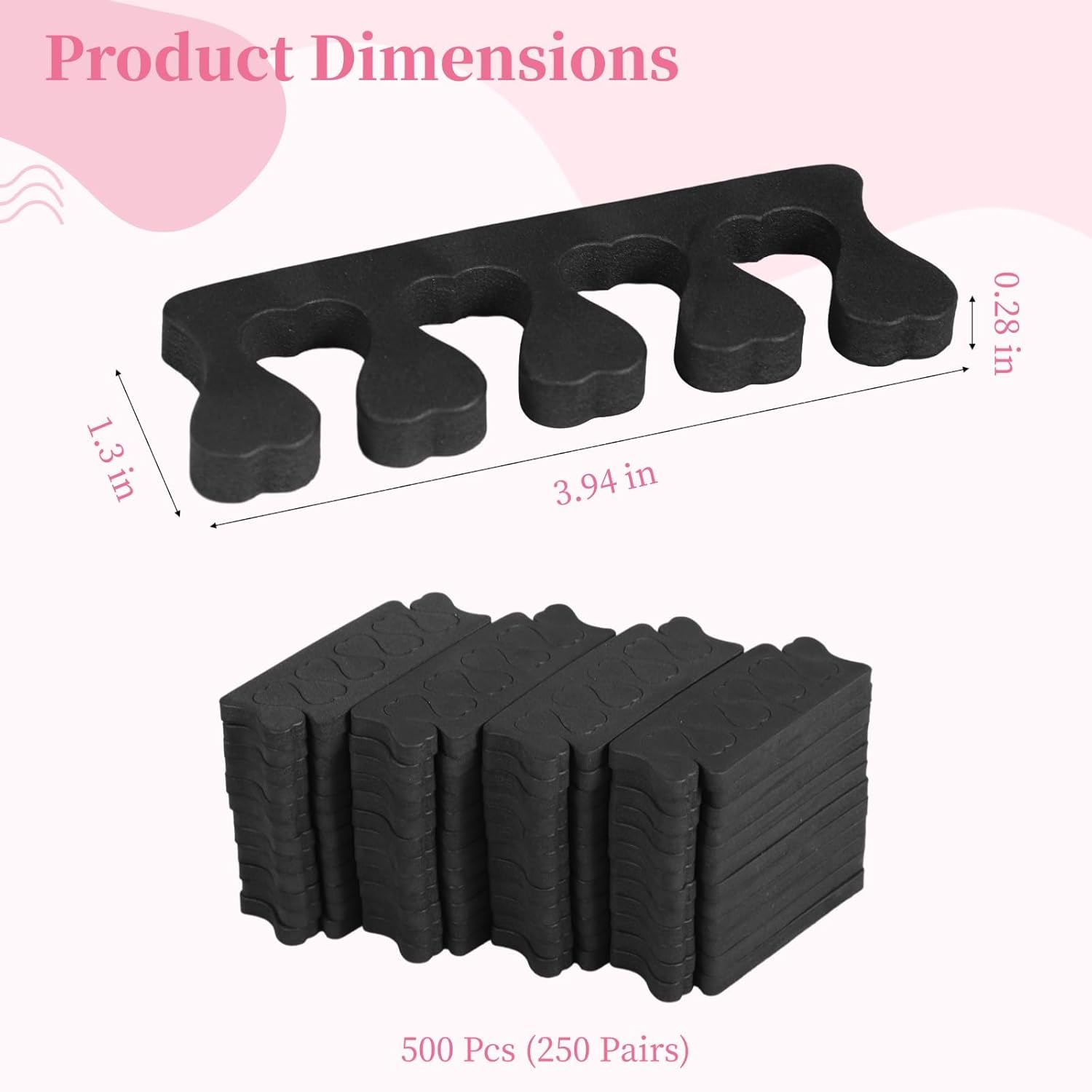 500 Pcs Toe Spacers, 250 Pairs Soft Eva Sponge Separators For Foot Care, Lightweight Toe Dividers For Painting & Polishing, Essential Tools For Salons & Homes