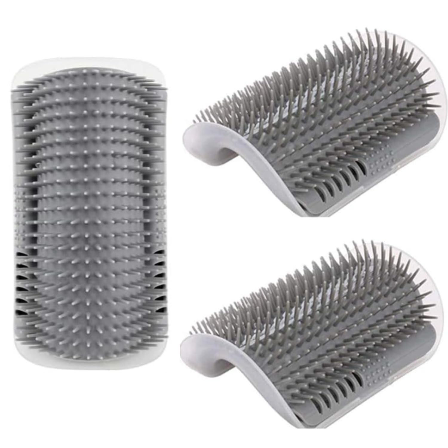 3 Pieces Massage Brush for Cats with Catnip, Wall Comb for Corners with Screws and Double-Sided Adhesive Tape, Complete Grooming Tools and Pet Toy for Cats Short and Long Hair