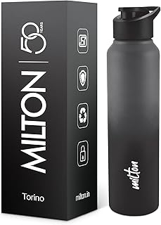 MILTON Torino 1000 Stainless Steel Water Bottle, Leakproof Lid, Single Walled, ISI Certified I For School, Office, Gym I 9... Price In India