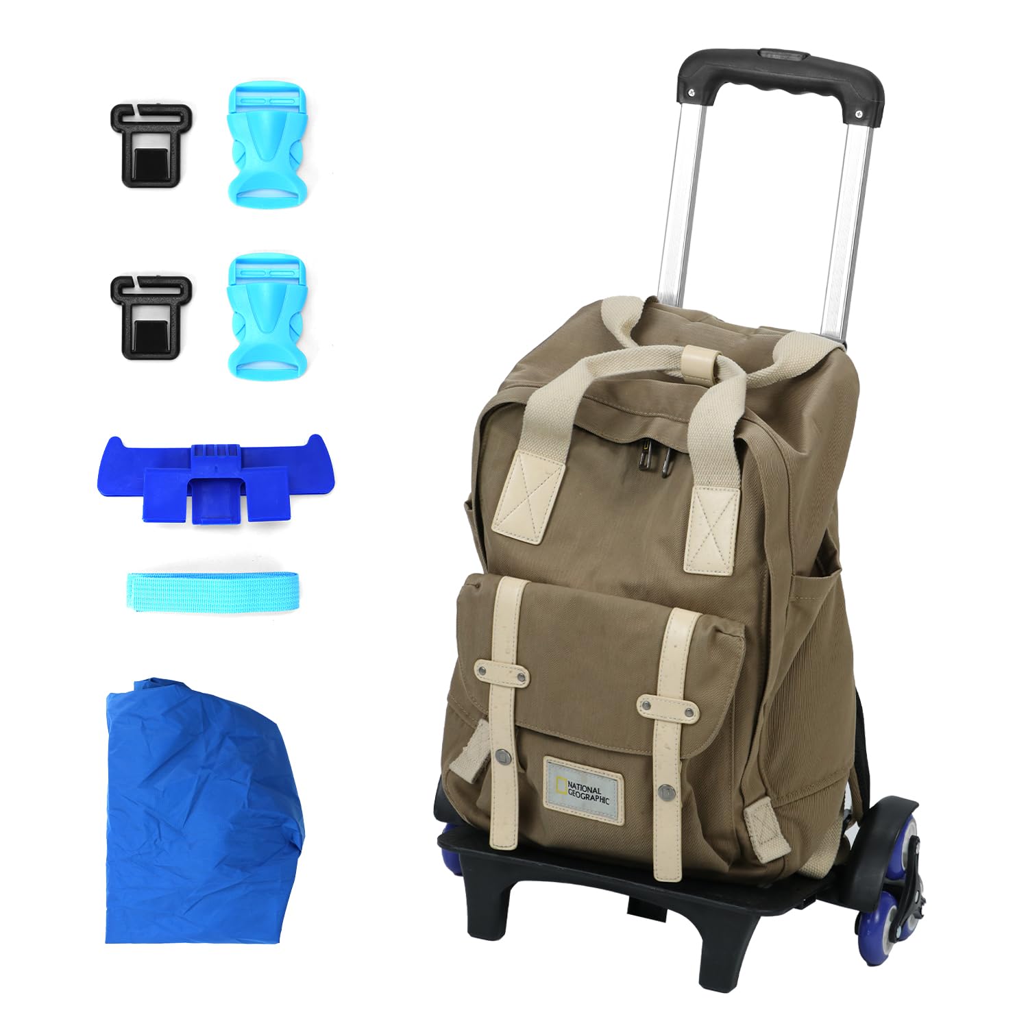QWORK Trolley per zaino a 6 ruote, trolley pieghevole in lega di alluminio