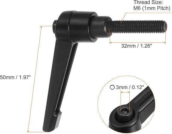 TA-VIGOR 8Pcs Adjustable Clamping Lever Handles, M6 x 32mm Locking Quick Release Push Button Ratchet Screw Knobs, Aluminum Alloy Male Thread Stud Bolts Handle for Machinery & Equipment