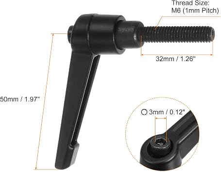 TA-VIGOR 8Pcs Adjustable Clamping Lever Handles, M6 x 32mm Locking Quick Release Push Button Ratchet Screw Knobs, Aluminum Alloy Male Thread Stud Bolts Handle for Machinery & Equipment