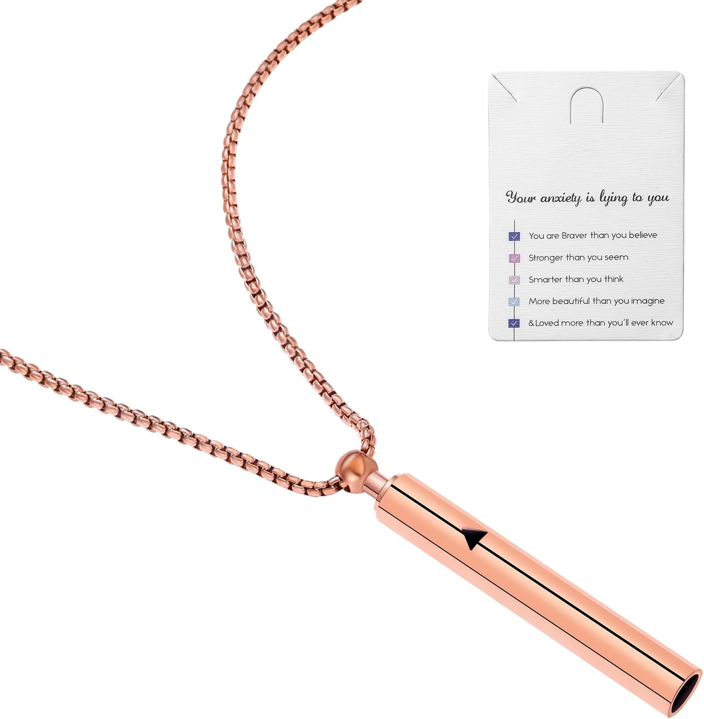Stainless Steel Anxiety Breathing Necklace, Mindful Breathwork Tool for Stress Relief, Meditation Gifts for Women and Men