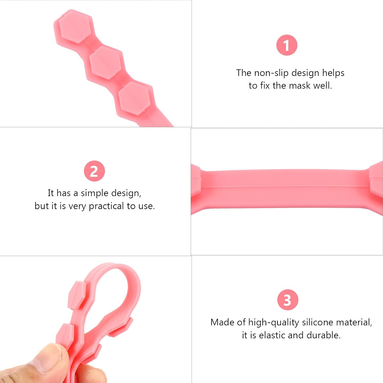 Uonlytech 10pcs Pink Silicone Mask Ear Rope Buckle Mask Extenders Adjustable Face Strap Extender for Ear Comfort and Comfortable Wear