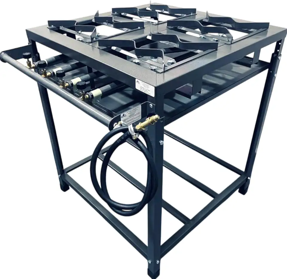 Fogão Industrial 4 Bocas Alta Pressão 30x30 Completo – Reforçado para Lanchonete e Restaurante