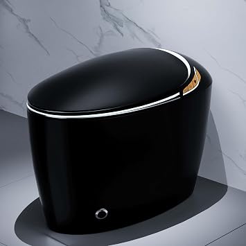 Black Smart Toilet with Bidet Built In, Luxury Elongated Electric Toilet with Heated Seat&Foot Sensor, 1.28 GPF Dual Flush, Auto Open/Close Seat, Warm Water&Dryer, Multiple Washing Modes Black
