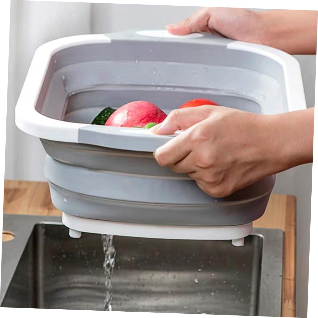 Multifunctional Collapsible Sink Basin Foldable Dish Drainer Holder with Mesh Hole for Kitchen Utensils Space-Saving Design for RV and Camping