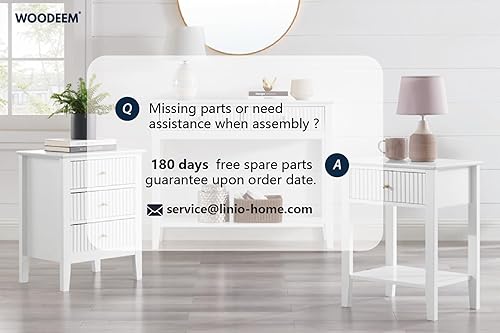 Miniatura 9 de Mesita de noche blanca con 2 cajones de 28 pulgadas de alto, moderna mesa auxiliar grande para sala de estar, mesas auxiliares de cama de madera,