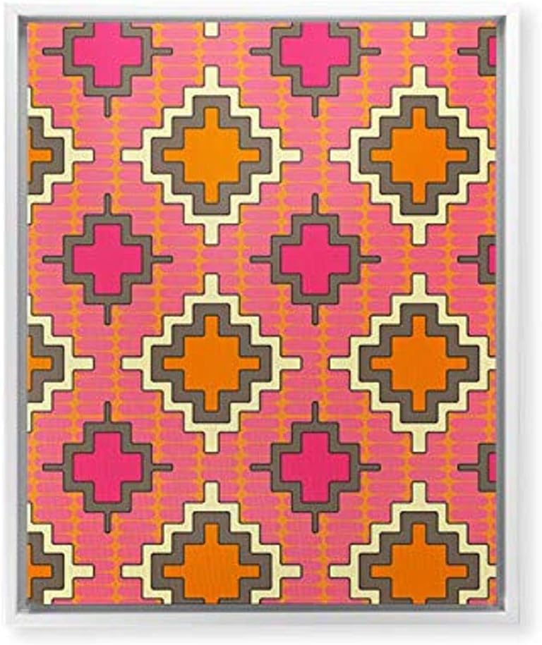 Deny Designs Shanon Turner Tangerine Kilim White Framed Art Canvas, 8" x 10", Pink