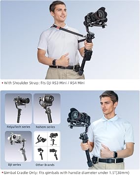 Handheld Gimbal Stabilizer Accessories Load Relief Kit with Adjustable Shoulder Strap, Belt, Gimbal Cradle Support, Extension Rod. Hold Gimbal Easier and Longer. Fits DJI RS 4 mini/RS 3 mini