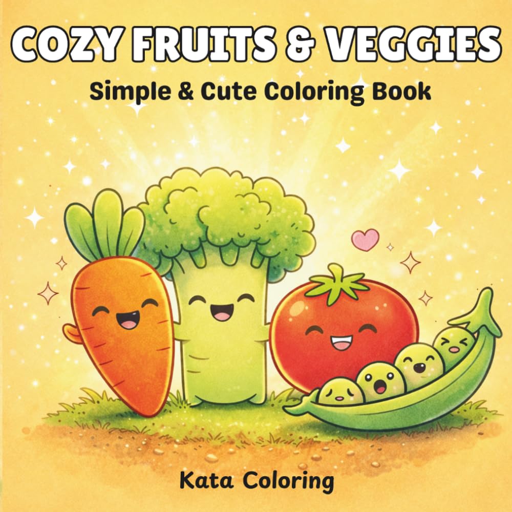 Cozy Fruits & Veggies: Simple & Cute Coloring Book