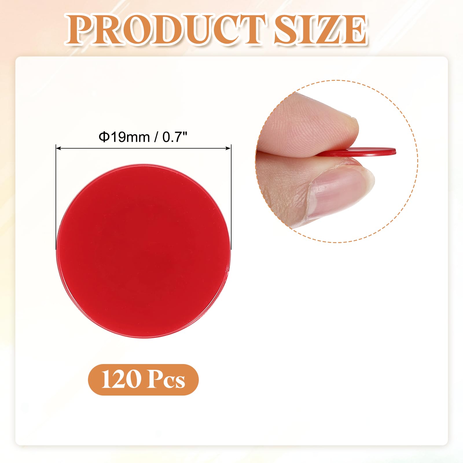 QUARKZMAN 120Pcs Fiche Di Poker Da 0.7 Pollici, Fiche Di Bingo In Plastica Contatori Per Apprendimento Dischi Per Conteggio Segnapunti Gettoni Opachi Per Giochi, Rosso, Piatto