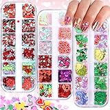 Valentine's Nail Art Sequins, Kalolary Star Lip Shape Nail Glitter, Flower Heart Holographic Flake...