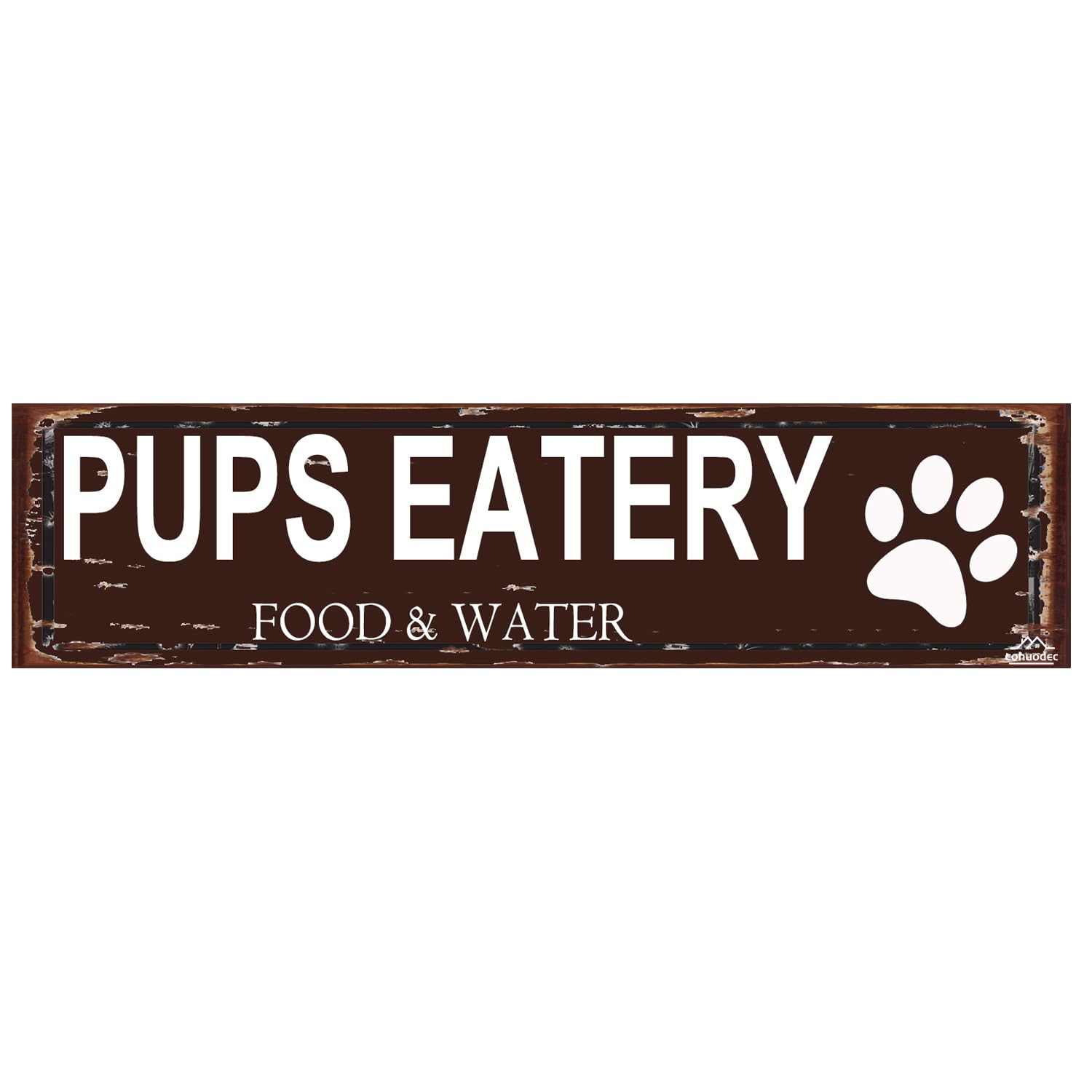 Pups Eatery Dog Sign,Rustic Metal Wall Art,4x16 Inch Farmhouse Pet Home Decor Plaque - Pet Lover Gift