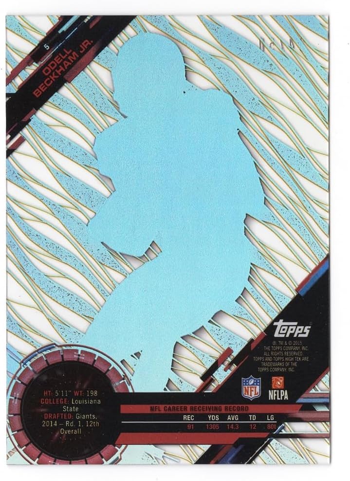 Odell Beckham Jr. 2015 Topps High Tek Football GOLD RAINBOW DIFFRACTOR Rare Insert Parallel Trading Card #34/50 (Only 50 Made)