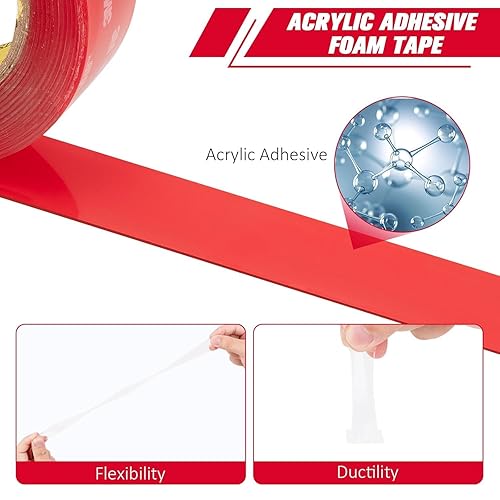 Miniatura 10 de 3M Cinta de montaje de doble cara VHB 0.5 x 15.4 pies 0.045 pulgadas de grosor transparente 4905 cinta adhesiva de espuma impermeable resistente