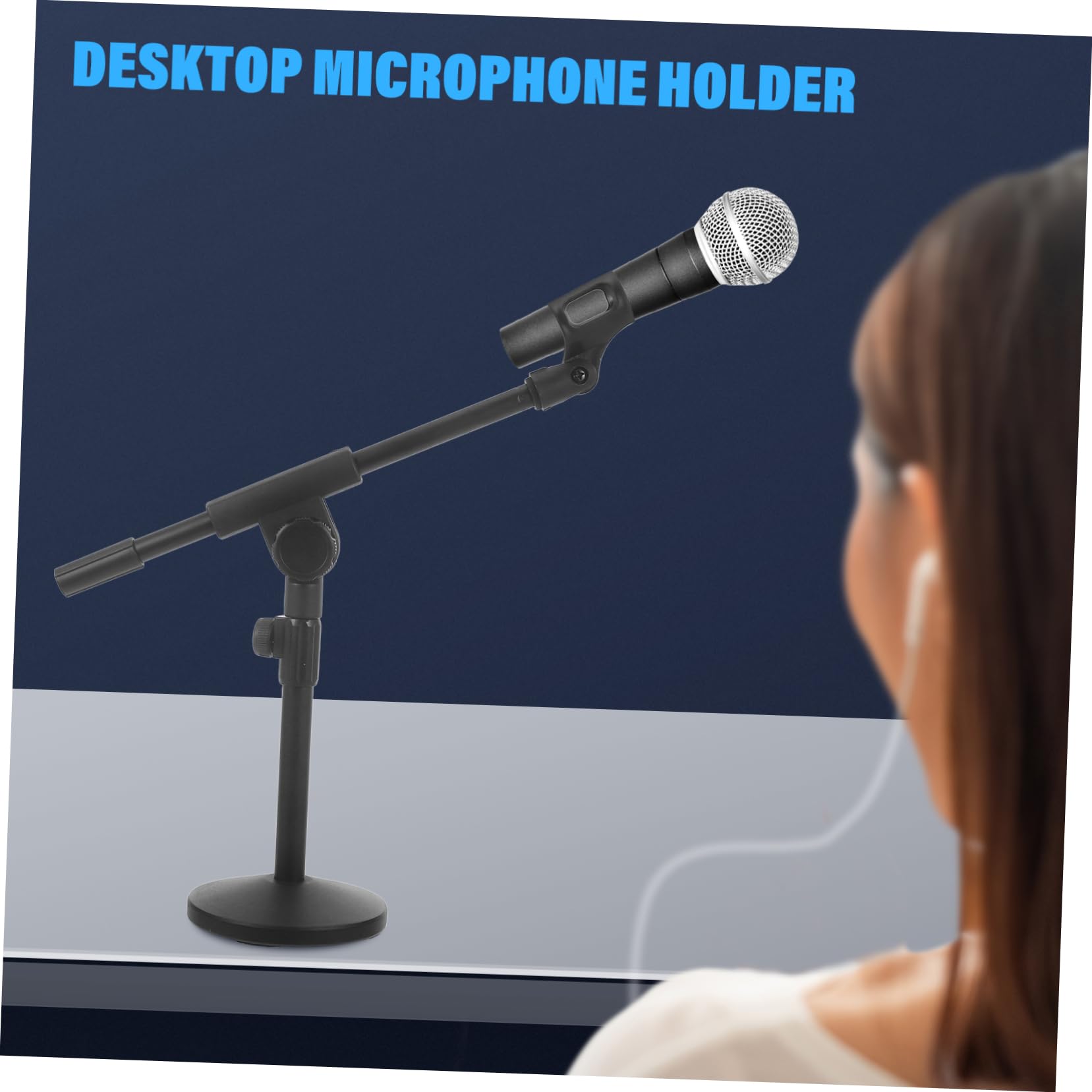 Supporto Per Microfono Da Tavolo Regolabile in Metallo Con Base Appesantita e Clip Per Microfono Accessorio Compatto Per Streaming e Registrazione