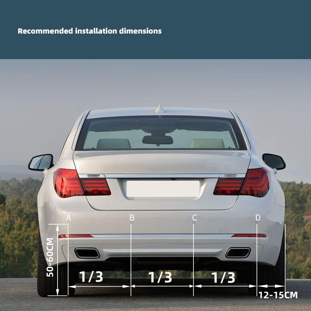 Capteurs de Stationnement de Voiture,Radar de Recul Voiture Inverse Arrière 4 Capteurs Kit Audio Buzzer Alarme Affichage LED, DC 12V, Car Parking Sensors,Noir