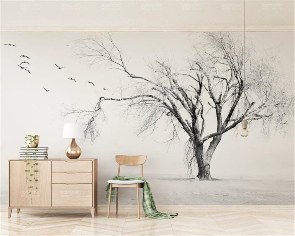 Papier Peint Mural 3D Motif Arbre et Oiseau Noir et Blanc, Amovible, à décoller et à Coller, pour Salon, Chambre à Coucher, Bureau, décoration, Grand Format, pour arrière-Plan TV, Photo mura