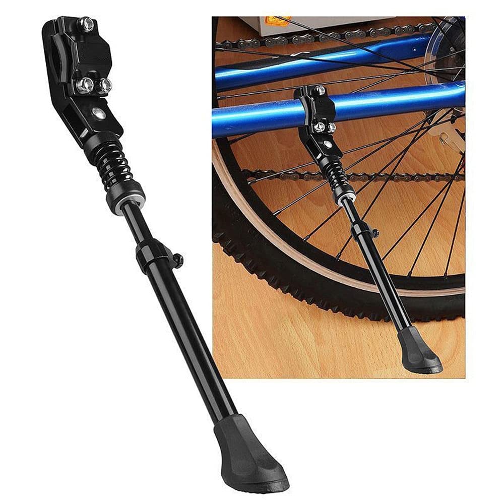 Regulowana podpórka rowerowa z antypoślizgowymi gumowymi nóżkami, regulowana podpórka rowerowa Rower górski Mtb Aluminiowa boczna tylna podpórka Pasuje do opon 16/20/24/26 cali 700 Rower szosowy Stoja