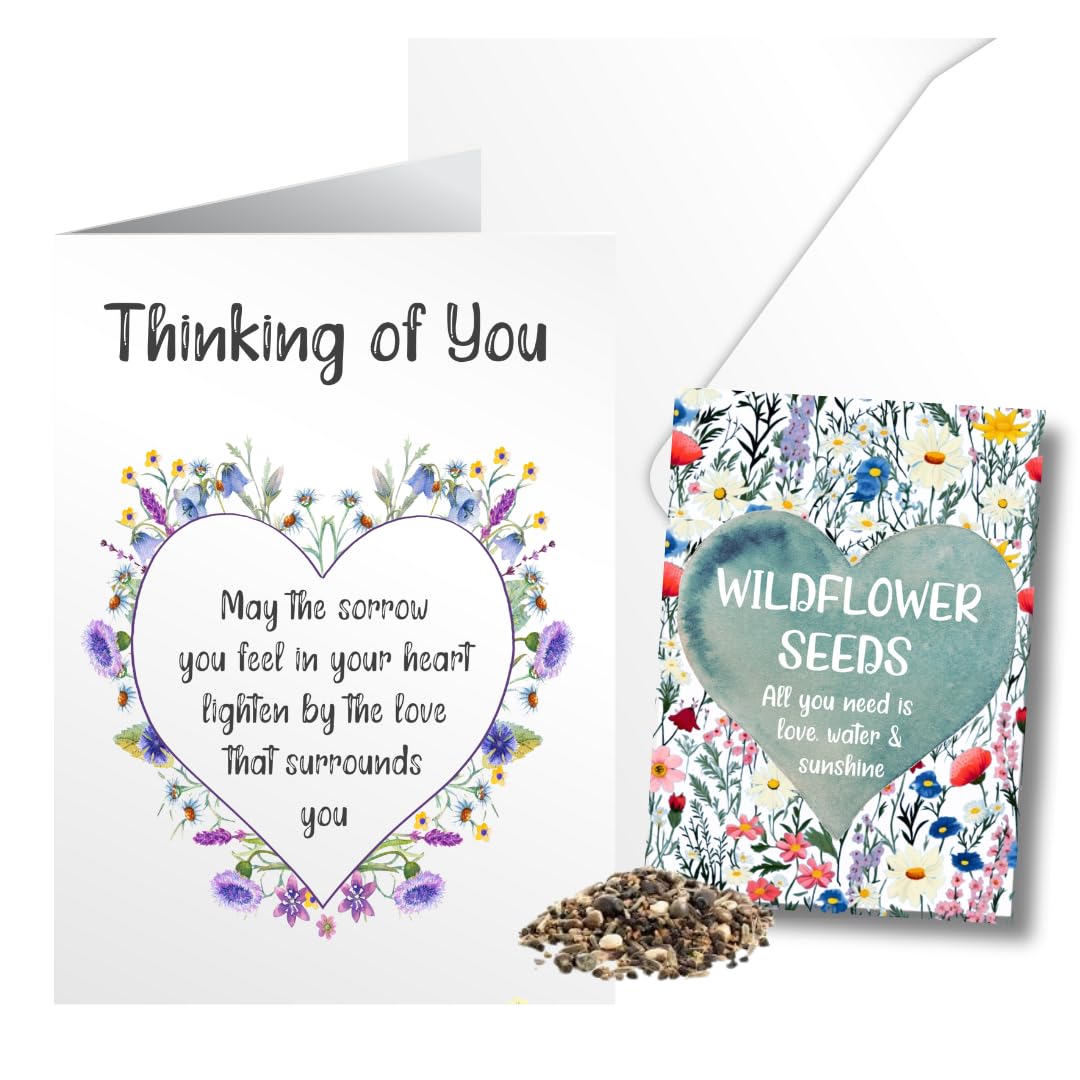 Sympathy Card Gift of Wildflower Seeds Matching Seed Packet Memory Card - Sorrow In Heart