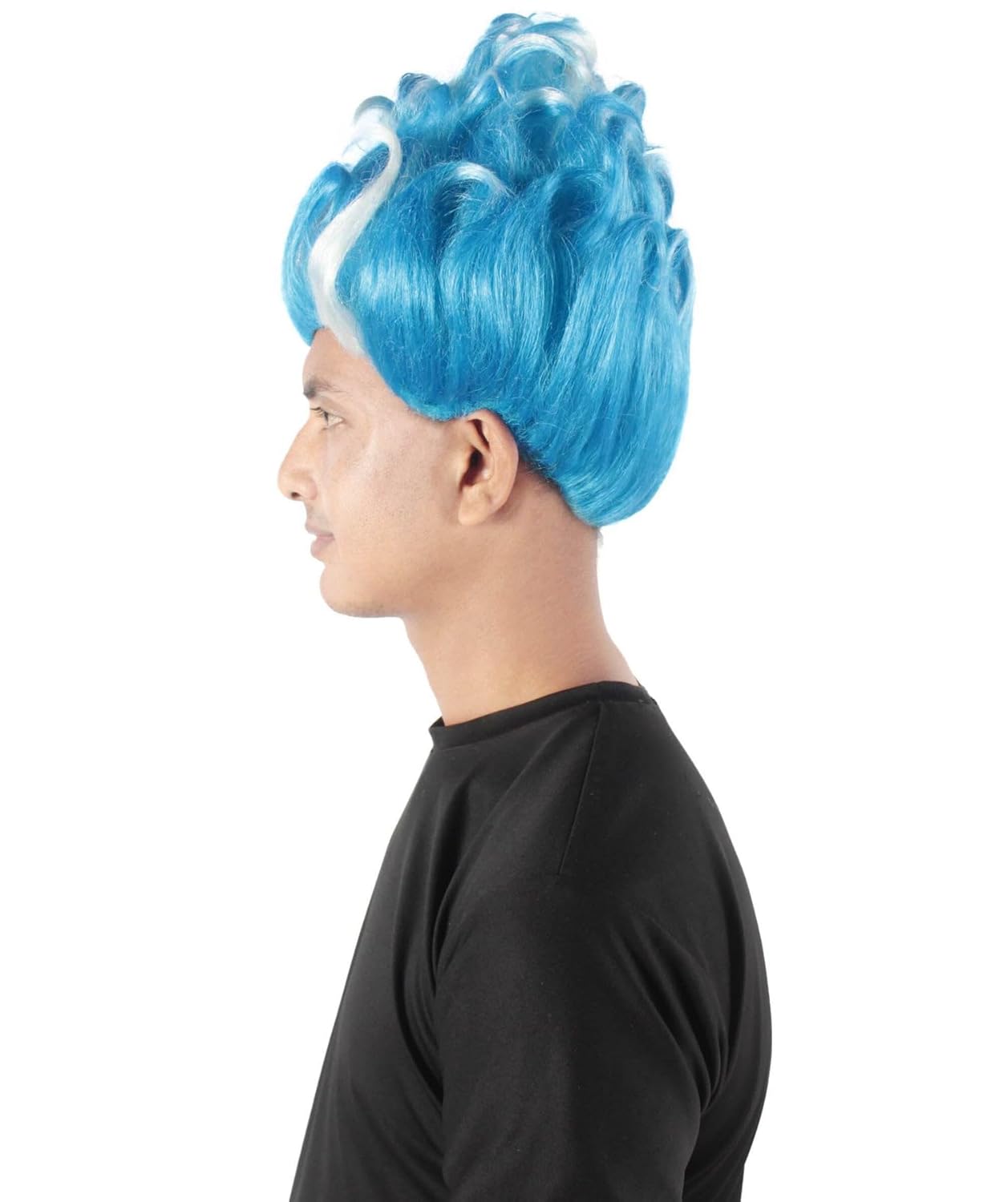 Adult Men's Superhero Doctor Wig – Synthetic Fiber Costume Hairpiece for Halloween, Cosplay & Themed Events - Blue & Mixed White