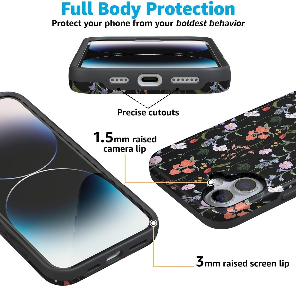 Casely iPhone 16 Case | Secret Garden | Mixed Floral | Bold Protective Design | Compatible with MagSafe - Image 4