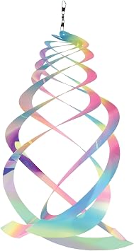 In the Breeze 9162 Striped Iridescent Crystal Spinner Suncatcher Wind Spinner for Yards and Gardens, Humane Animal Deterrent...