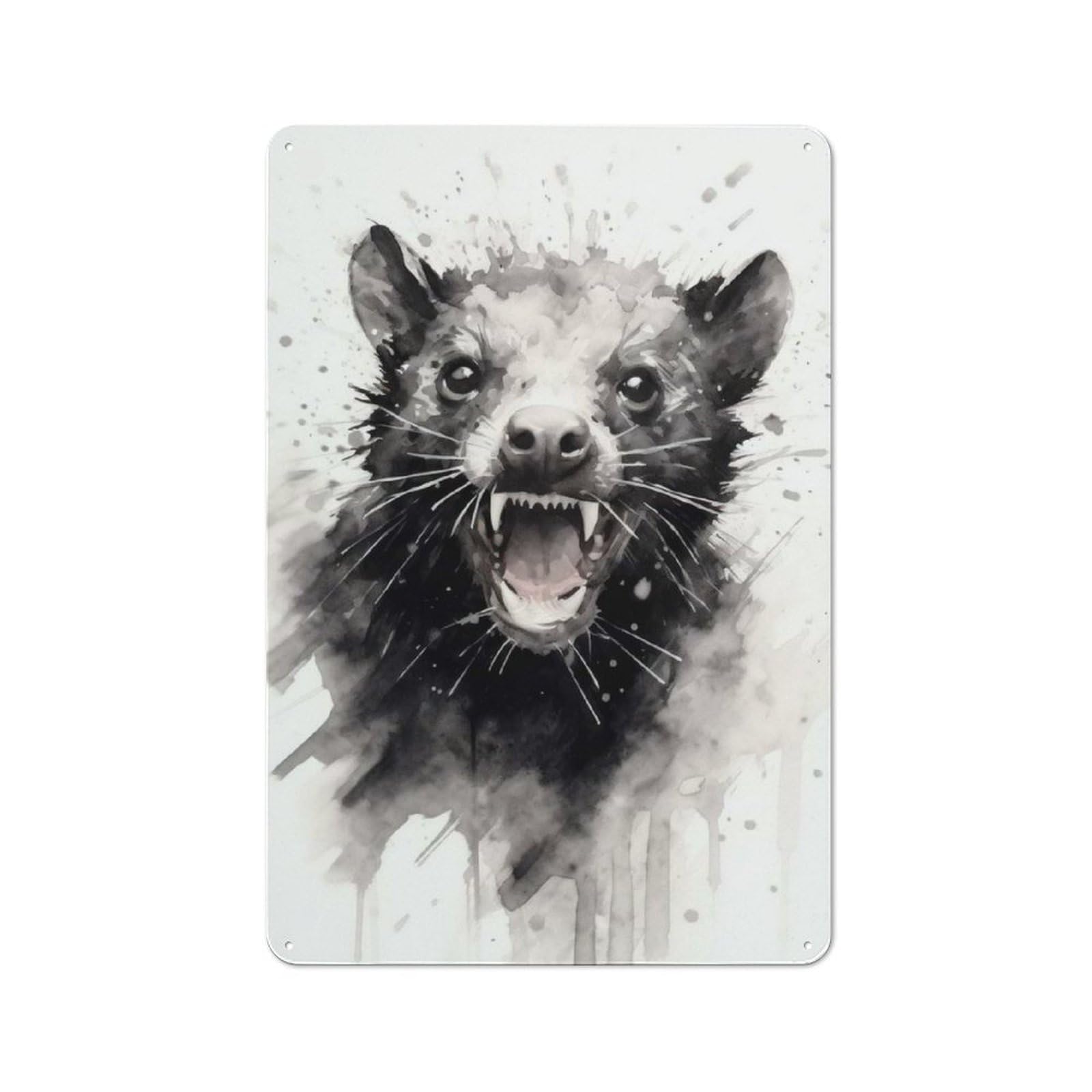 Tin Wall Plaque 30x20cm with Tasmanian Devil Black Ink for Home Office Or Studio, New Home Wall Decor for Home Office Decor Fans