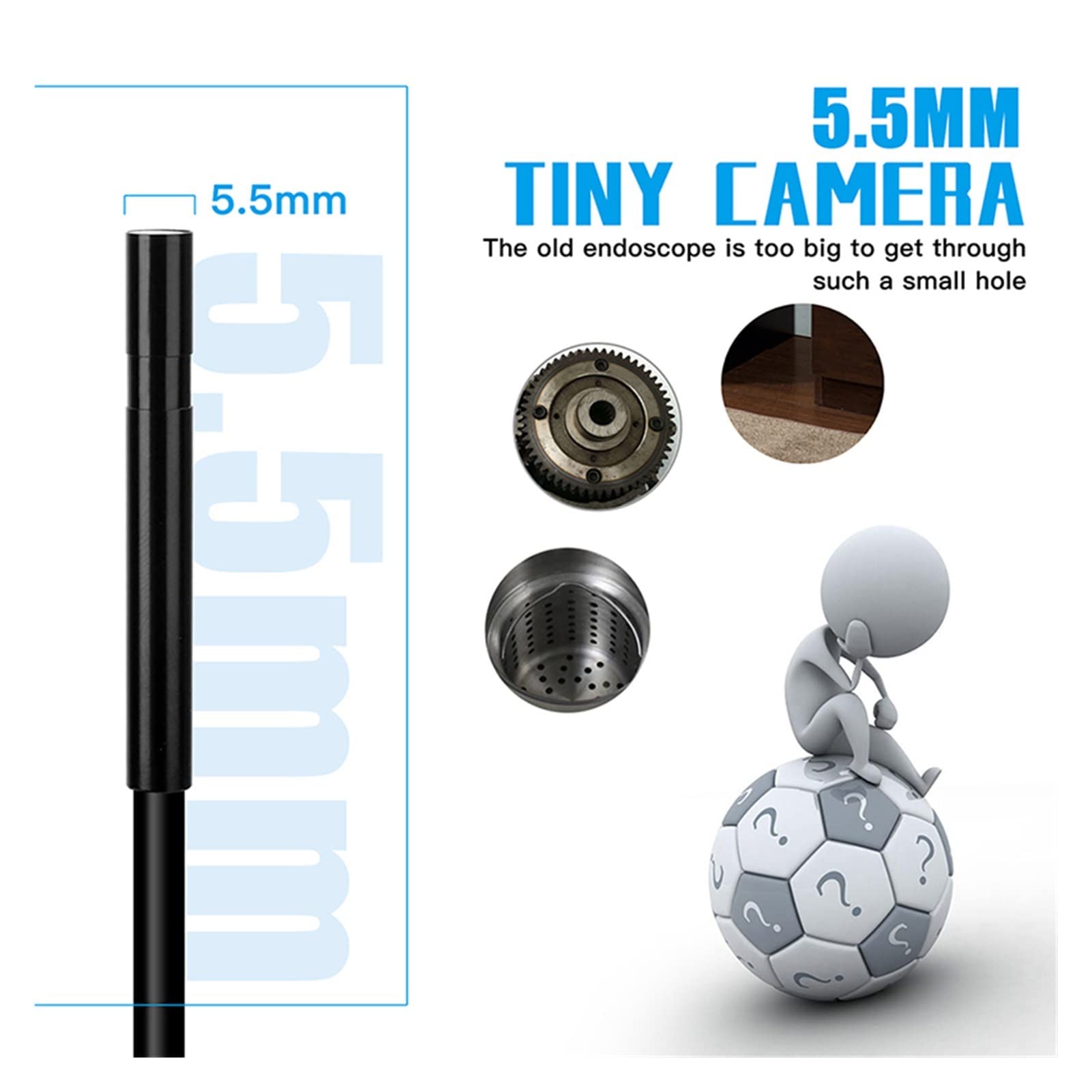 Kamera Hydrauliczna, Bezprzewodowa kamera inspekcyjna 2. 0mp 1920P HD. Kamera endoskopowa WiFi z DOPROWADZIŁO Światło 5. 5mm. Kamera Borskope.(2m)