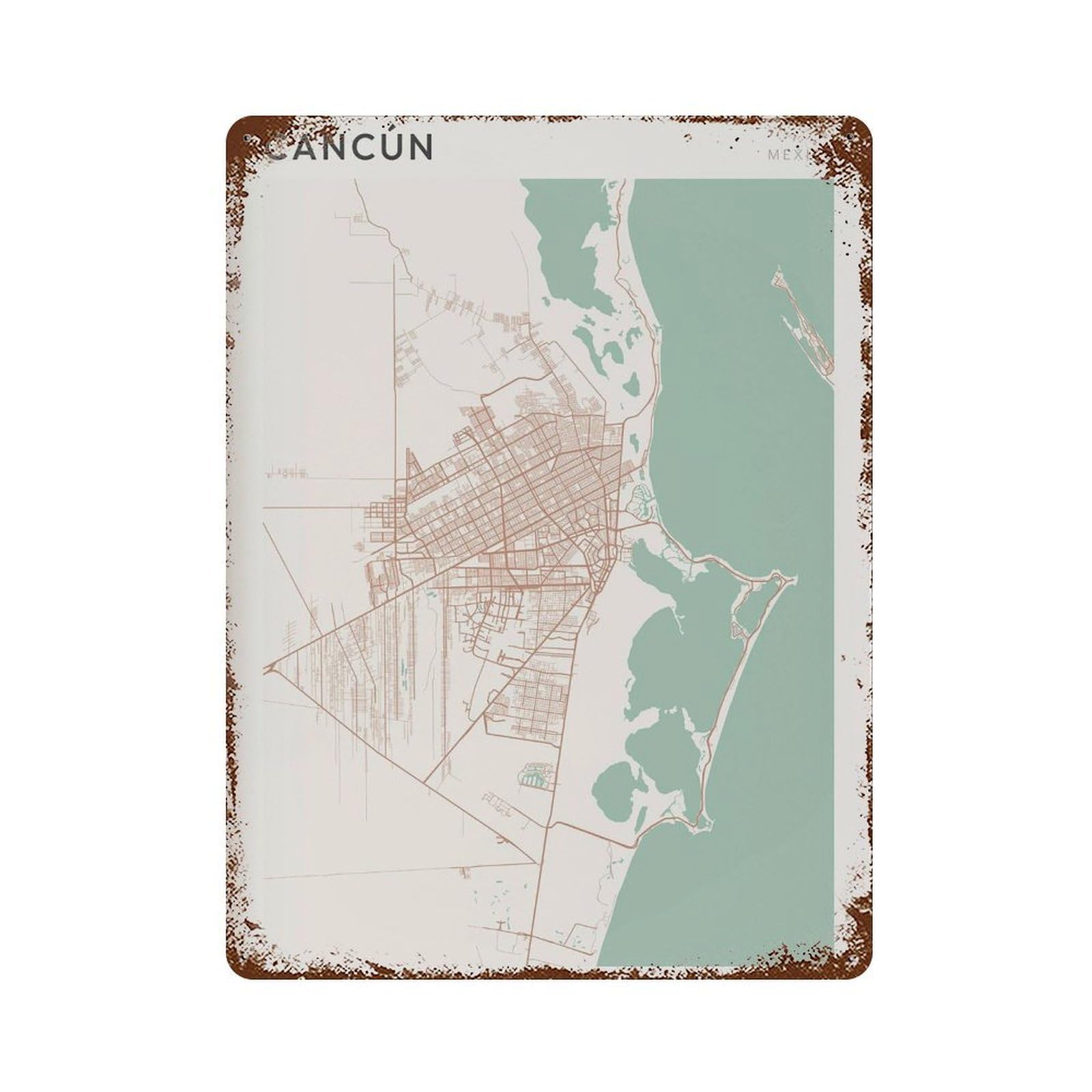 xiaoxiaoshen Cancun Map Mexico Travel Gift Farmhouse Decor (2) Wall Decor Art Metal Tin Poster Modern Home Decor Art Home Bar Shop Decorations Vintage Sign 40x30cm