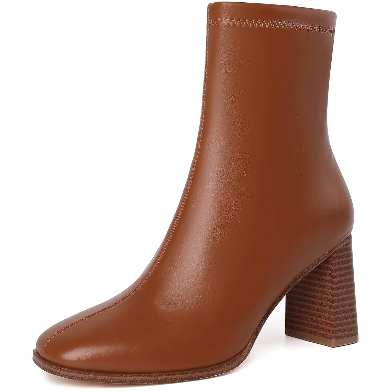 Ankle Boots for Women Chunky Block Heel Boots Square Toe Side Zipper Short Womens Booties