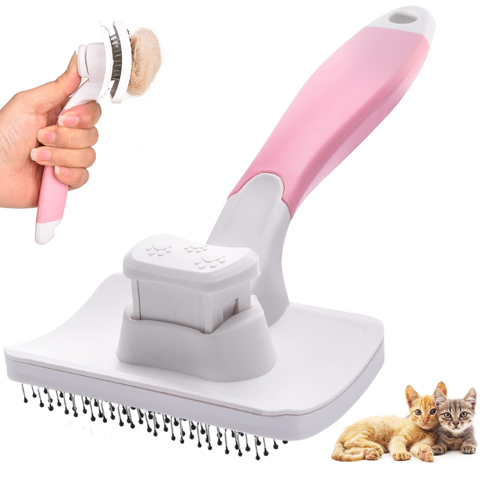 低価格の Aumuca ペット用ブラシ ブラッシングブラシ 猫ブラシ 犬用ブラシ スリッカーブラシ ワンプッシュ式 抜け毛取り Qdtek Vn